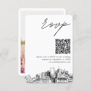 Cartão De Informações Código QR de Casamento de Nashville RSVP Pequeno