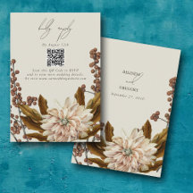 Código QR de Casamento de Outono com Aquarela Flor