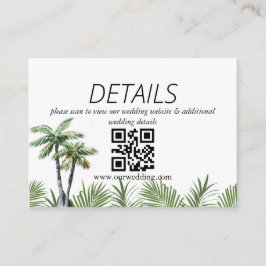 Cartão De Informações Código QR de Casamento de Palmeira em Aquarela Mod