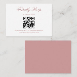 Cartão De Informações Código QR de Casamento de Script Minimalista Dusty