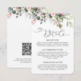 Cartão De Informações Código QR de Casamento de Verde Eucalipto Floral E