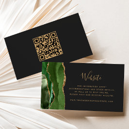 Cartão De Informações Código QR de Casamento Dourado Verde de Agate Escu