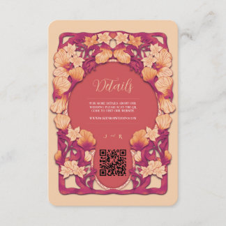 Cartão De Informações Código QR de casamento em estilo Art Nouveau laran