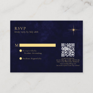 Cartão De Informações Código QR de Casamento Estelar Dourado Celestial d