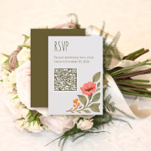 Código QR de casamento floral botânico de outono v
