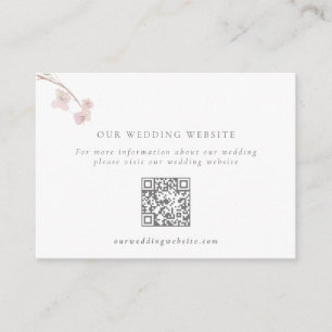 Cartão De Informações Código QR de Casamento Floral Romântico Blush