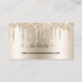 Cartão De Informações Código QR de casamento Glam Champagne Brilho Gotej
