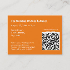Cartão De Informações Código QR de Casamento Laranja Brilhante Moderno