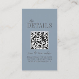 Cartão De Informações Código QR de Casamento Minimalista Azul Poeirento