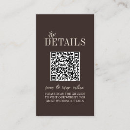 Cartão De Informações Código QR de casamento minimalista de chocolate el