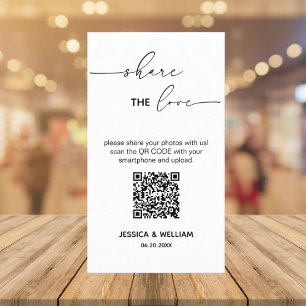 Cartão De Informações Código QR de Casamento Moderno Compartilhe o Amor