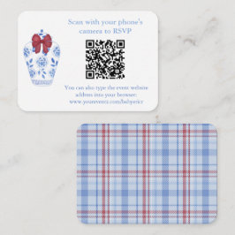 Cartão De Informações Código QR de Casamento no Inverno Vermelho Azul Ta