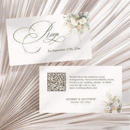 Cartão De Informações Código QR de Casamento RSVP de Casamento de Blooms