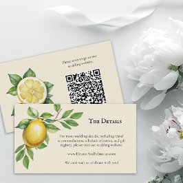 Cartão De Informações Código QR de Casamento Russo Amarelo-Limão-Aquarel