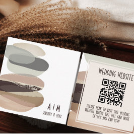 Cartão De Informações Código QR de Casamento Verde Oleícola Negrito e Ed