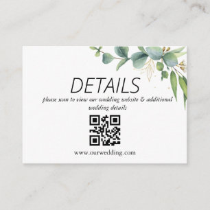 Cartão De Informações Código QR de casamento verde rústico de eucalipto