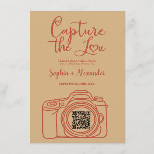 Cartão De Informações Código QR de Compartilhamento de Fotos de Casament