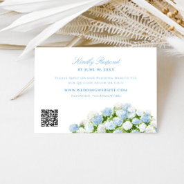 Cartão De Informações Código QR de Confirmação de Casamento com Hortênsi
