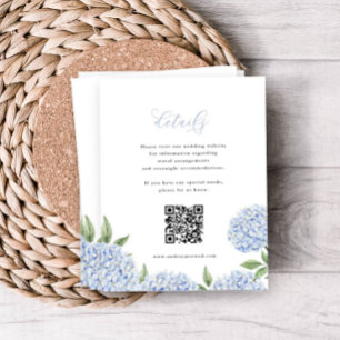 Cartão De Informações Código QR de Detalhes da Caligrafia Azul