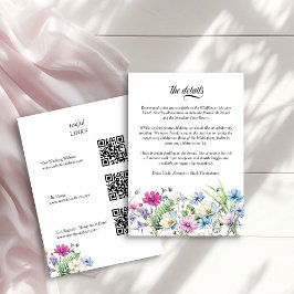 Cartão De Informações Código QR de Detalhes da Floral de Casamento do Ja