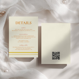 Cartão De Informações Código QR de detalhes de casamento amarelo de mant