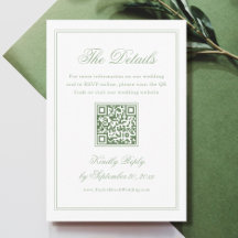 Código QR de Detalhes de Casamento Branco e Verde