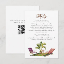 Cartão De Informações Código QR de Detalhes de Casamento com Palmeira Tr