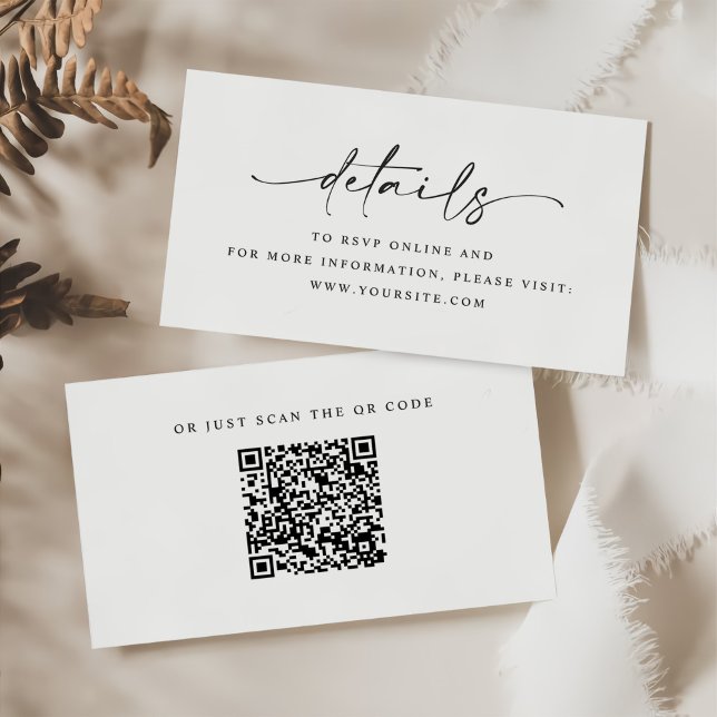 Cartão De Informações Código QR de Detalhes de Casamento de Script Minim (Criador carregado)