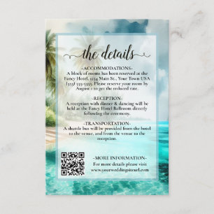 Cartão De Informações Código QR de Detalhes de Casamento em Aquarela de 