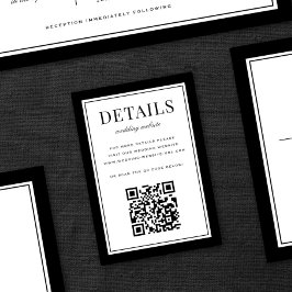 Cartão De Informações Código QR de Detalhes de Casamento em Moldura Pret