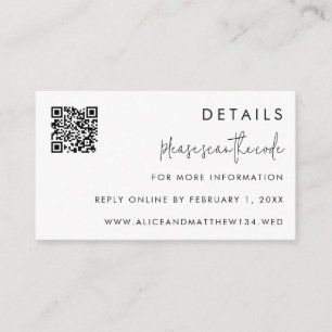 Cartão De Informações Código QR de Detalhes de Casamento em Roteiro Mini