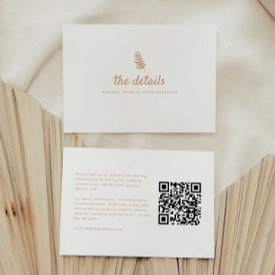 Cartão De Informações Código QR de Detalhes de Casamento Neutro Moderno