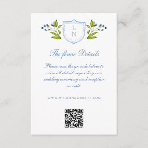 Cartão De Informações Código QR de Detalhes do Casamento com Crista Flor