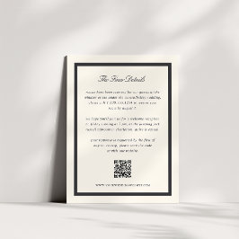 Cartão De Informações Código QR de Detalhes do Casamento em Black Classi