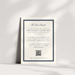 Cartão De Informações Código QR de Detalhes do Casamento em Letra Clássi