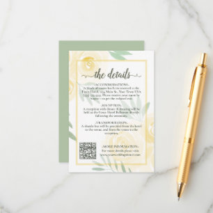Cartão De Informações Código QR de Detalhes do Casamento Rosas Boho Chic