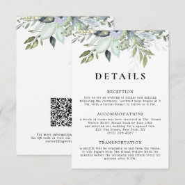 Cartão De Informações Código QR de Detalhes do Casamento Rústico Elegant