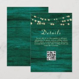 Cartão De Informações Código QR de Detalhes do Casamento Verde Esmeralda