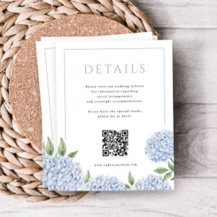 Cartão De Informações Código QR de Detalhes do Quadro de Hydrangea Azul