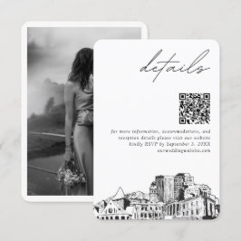 Cartão De Informações Código QR de Detalhes Modernos de Casamento em Col