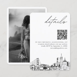 Cartão De Informações Código QR de Detalhes Modernos de Casamento em San