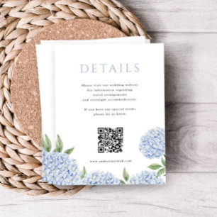 Cartão De Informações Código QR de Detalhes Simples da Hydrangea Azul