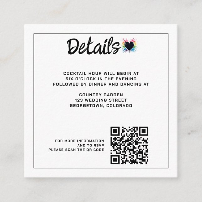 Cartão De Informações Código QR de Explosão de Arco-Íris (Frente)