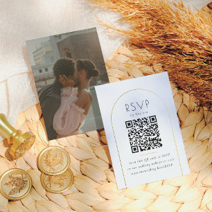 Cartão De Informações Código QR de Foto de Arco de Ouro Minimalista para