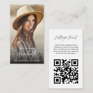 Cartão De Informações Código QR de Foto de Graduado de Fundo Universitár