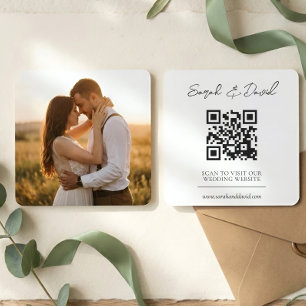 Cartão De Informações Código QR de Foto de Site de Casamento Minimalista