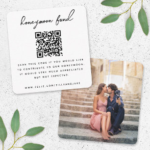Cartão De Informações Código QR de Fundo Honeymoon Foto de Casamento Mín