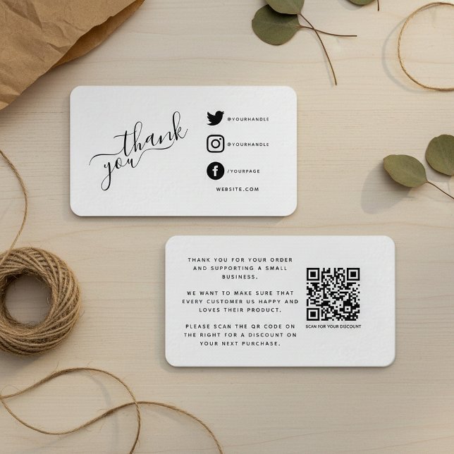 Cartão De Informações Código QR de mídia social desconto de agradeciment (Social media QR code thank you discount Enclosure Card.)