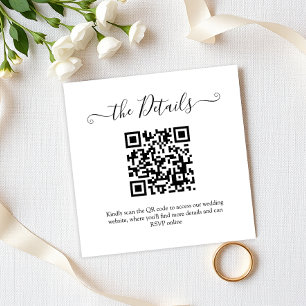 Cartão De Informações Código QR de Orçamento Site de Casamento RSVP de S