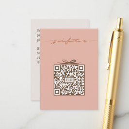 Cartão De Informações Código QR de Presente & Laço Monogramado | Registr